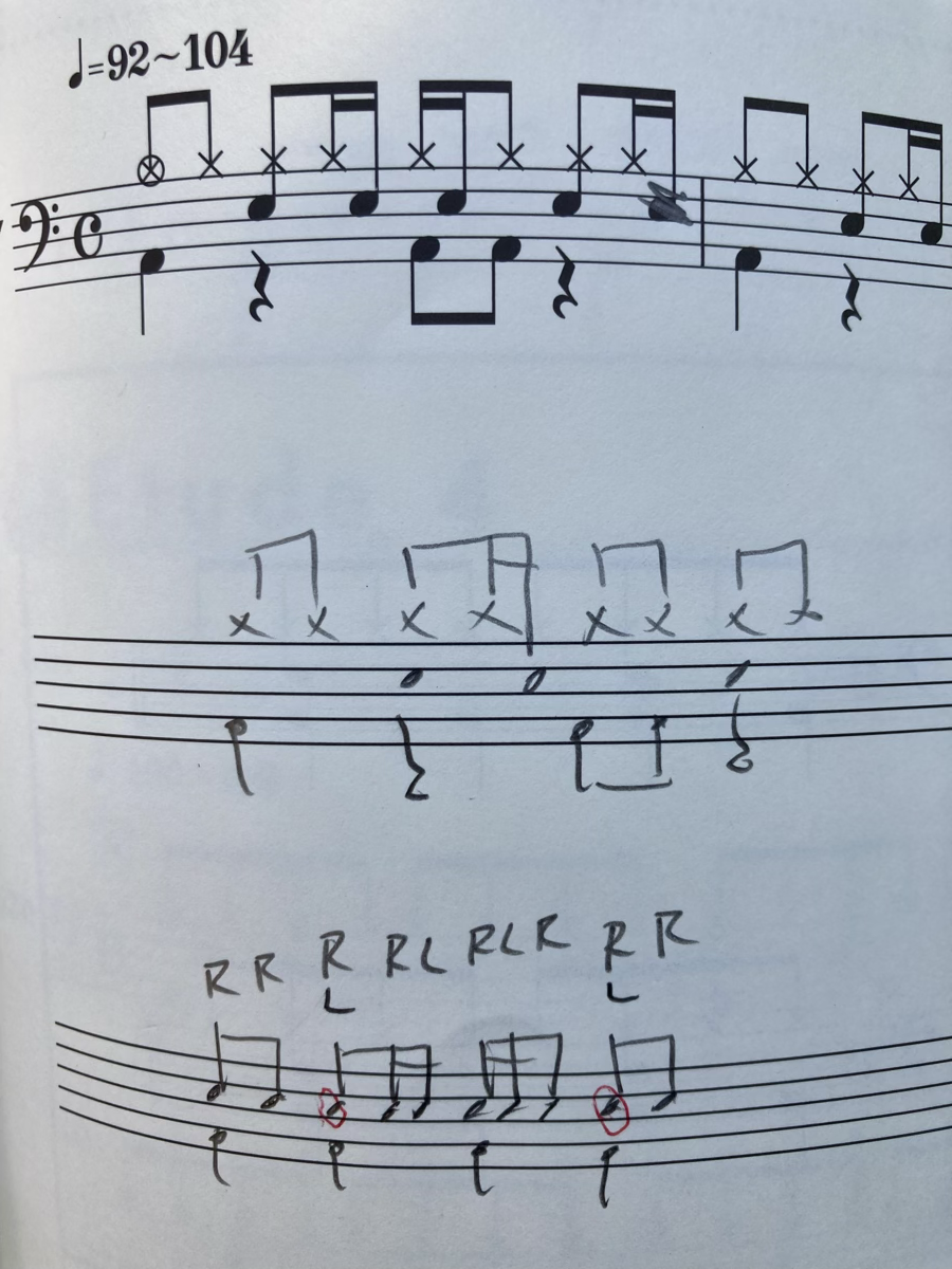 ドラムの新しいフレーズの楽譜