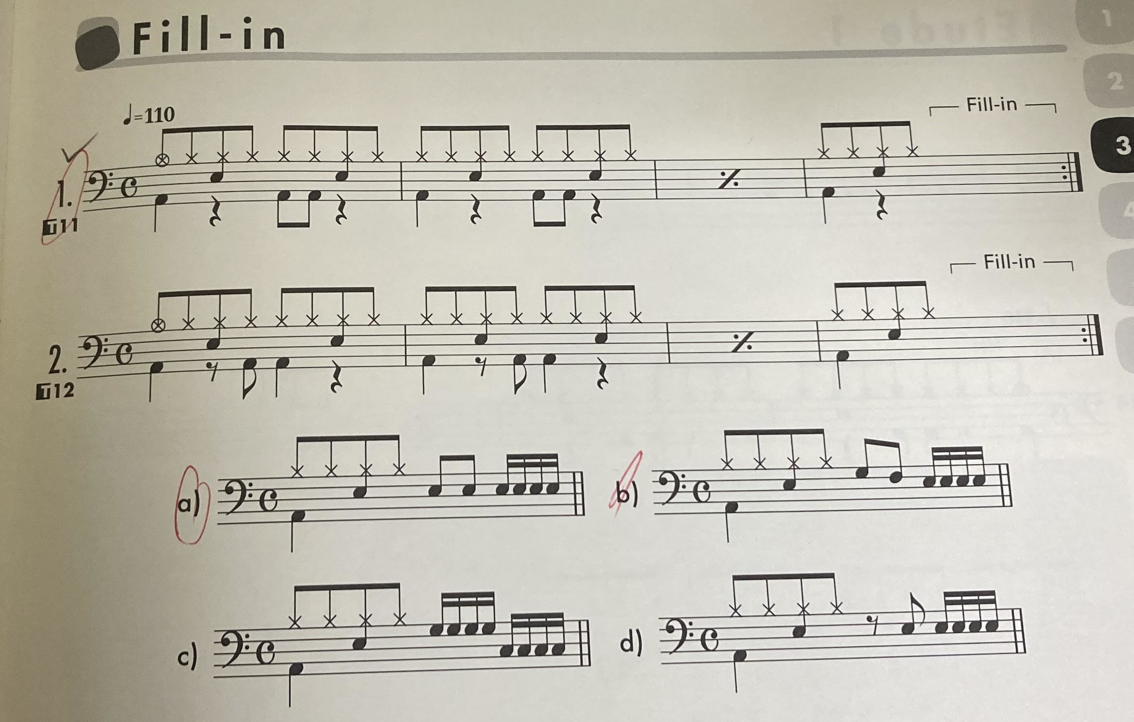 ドラムの楽譜の写真